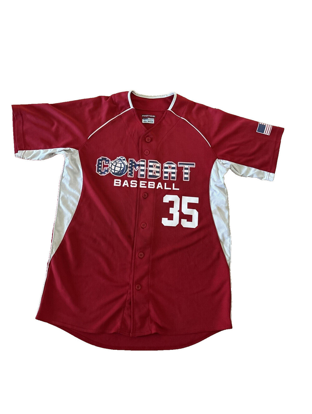 Norwalk Combat Baseball Jersey Red White Button Up Youth Travel Team Adult M